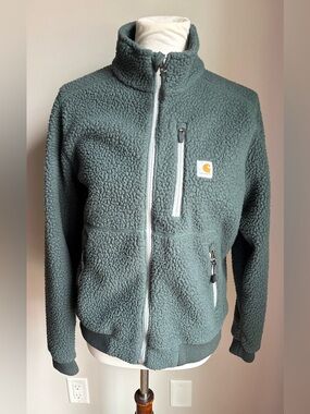 Carhartt Sherpa Full Zip Fleece Jacket In Teal Green Size M